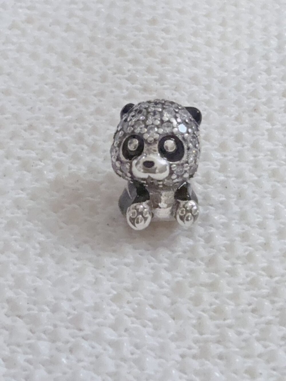 Sparkling Crystals Cute Panda Silver Charm For Pandora Bracelet